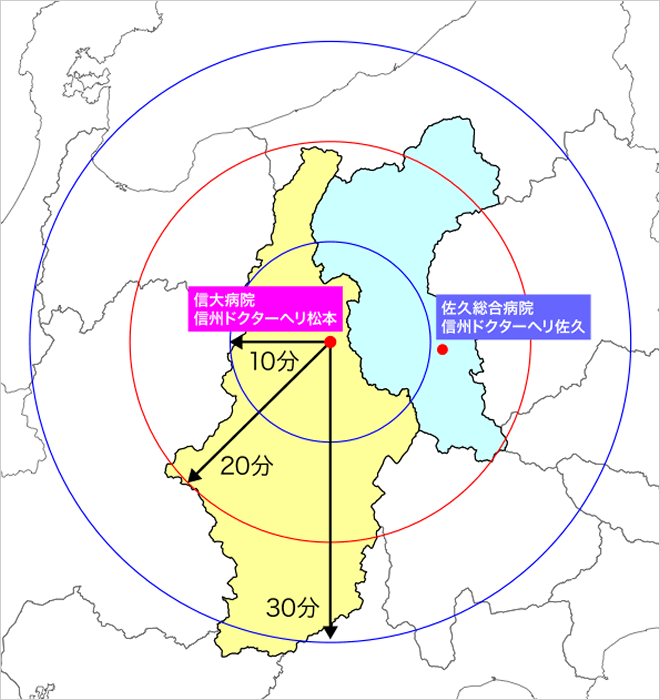 図：ドクターヘリ運航範囲